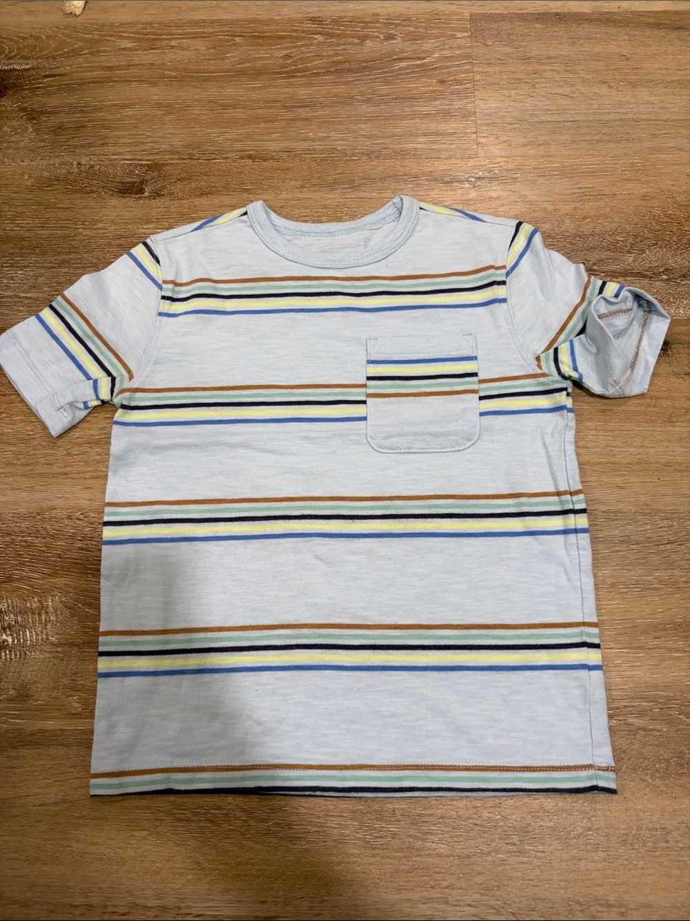 Kids Striped Pocket Tee - Light Blue and Multi-Color